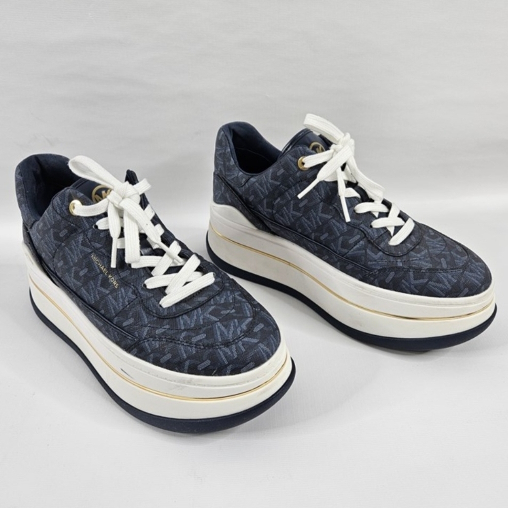 Michael Kors Navy Platform Lace-Up Sneakers - Picture 2 of 10